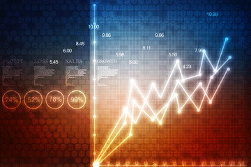 2d rendering Stock market online business concept. business Graph 