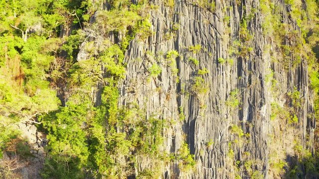 Limestone hill on Coron island, Palawan, Philippines. Aerial view 4K