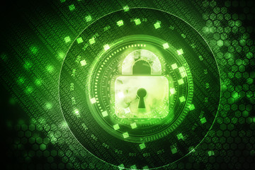 2d illustration Safety concept: Closed Padlock on digital background