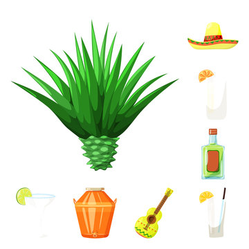 Vector design of Mexico and tequila logo. Set of Mexico and fiesta vector icon for stock.
