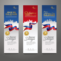 Set vertical banner design template. Happy Independence Day Philippines modern background