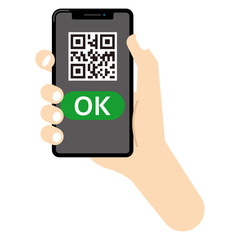 キャッシュレス決済：スマホ キャッシュレス 決済 QRコード QR cashless payment OK