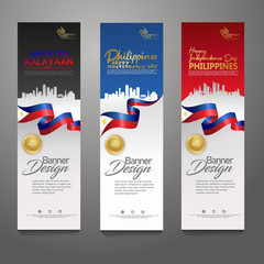Set vertical banner design template. Happy Independence Day Philippines modern background