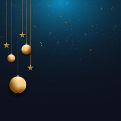 Christmas background with gold christmas ball and star  and space for text