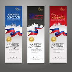 Set vertical banner design template. Happy Independence Day Philippines modern background