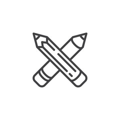 Crossed pencils line icon. linear style sign for mobile concept and web design. Design pencils outline vector icon. Symbol, logo illustration. Pixel perfect vector graphics