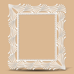 carved vintage frame made of paper photo with shadow
