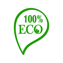 green line icon, 100 % eco texy, vector illustration