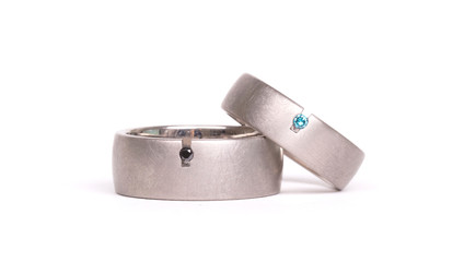 Pair of paladium wedding rings isolated