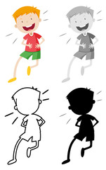 Set of happy boy character