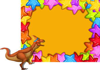 Obraz premium A colourful dinosaur border
