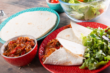 Fajitas with chicken , mexican cuisine, tex-mex cuisine