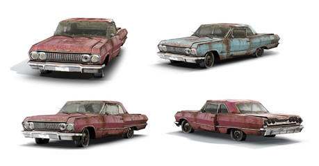 3d-renders of rusty muscle car