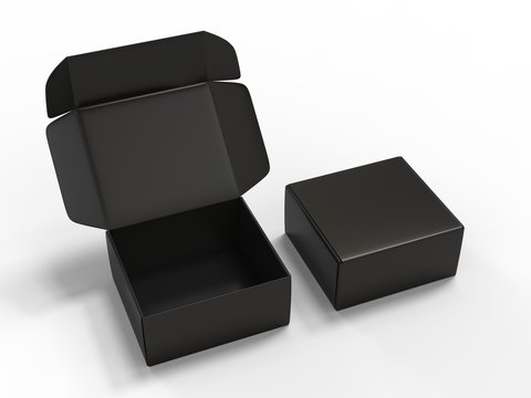 Blank shipping mailer hard cardboard box for branding and mock up. 3d render illustration.