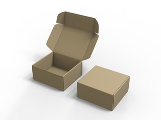 Blank shipping mailer hard cardboard box for branding and mock up. 3d render illustration.