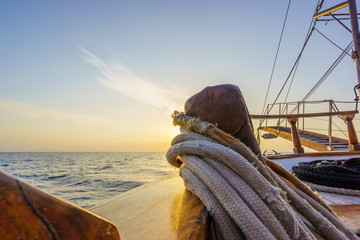 Sunset at the Sailboat deck while cruising