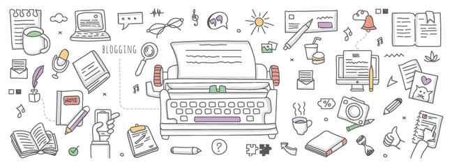 Blogging in doodle illustration