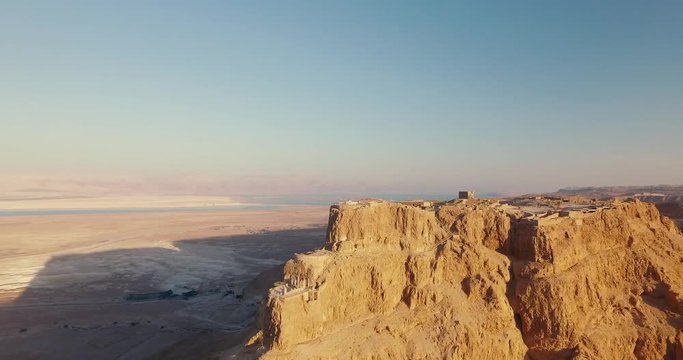 Flying Around the Masada Cliif in the Desert