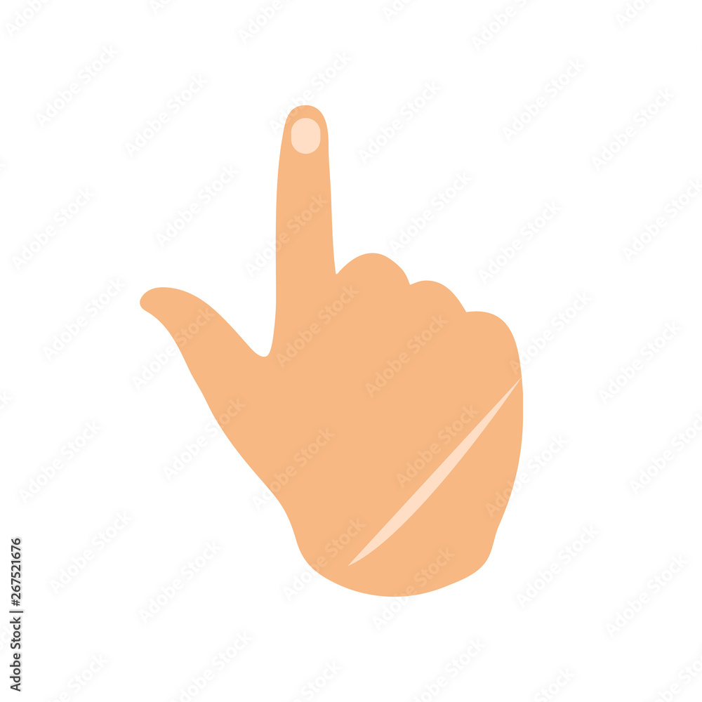 Poster hand with pointing up finger vector icon. flat design hand pointing with index finger