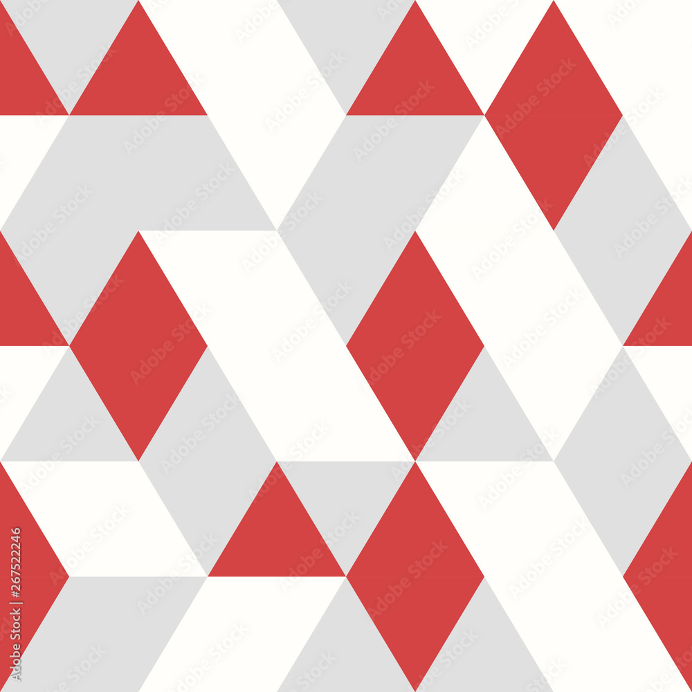 Poster abstract red triangles vector pattern design seamless style on white gray background. illustration v