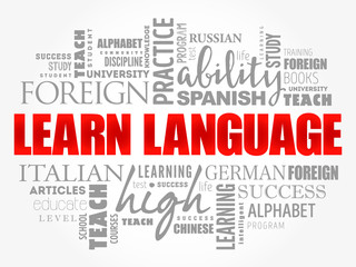 Fototapeta premium Learn English word cloud collage, education concept background