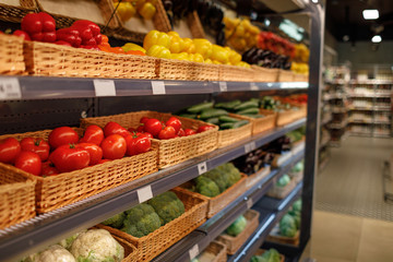 supermarket shopping blur background.