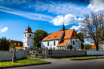 Fototapeta na wymiar Church of st. Prokop near Temelin in summer day. Czech Republic.