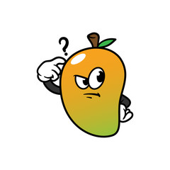 Cartoon Confused Mango Character Vector