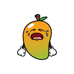 Cartoon Crying Mango Character Vector