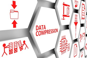 DATA COMPRESSION concept cell background 3d illustration