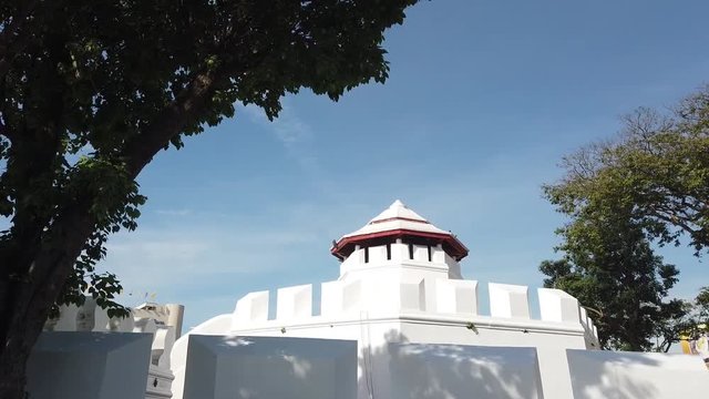 The Antique Historical Phra Sumen Fort of Bangkok Thailand.