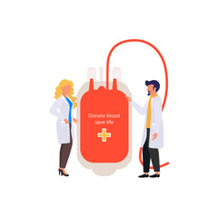 Blood donation concept. Hospital. Give blood and save life. Vector illustration can be use for web, poster, banner.