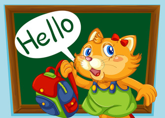 A cat student say hello