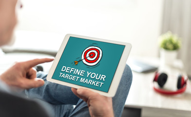 Target market concept on a tablet