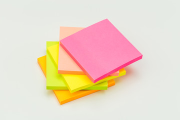 set of colour paper stick note on a white background