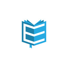 initial letter E book logo vector