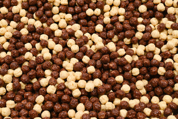 Chocolate corn flakes  as a background.