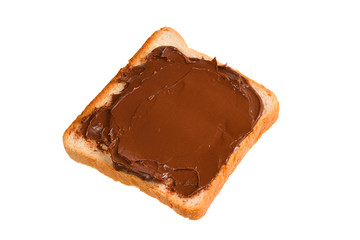 Сhocolate paste sandwich isolated on white background.