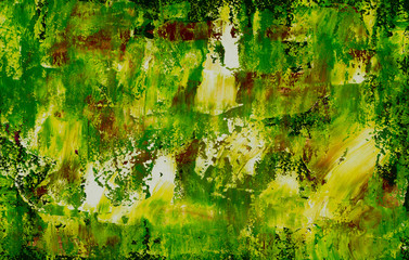 hand painted texture with green colors with yellow and dark brown spots