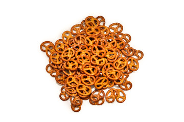 Pretzel with salt isolated on white background.