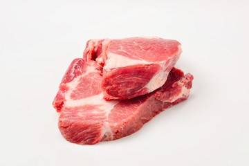 Raw pork isolated on white background.