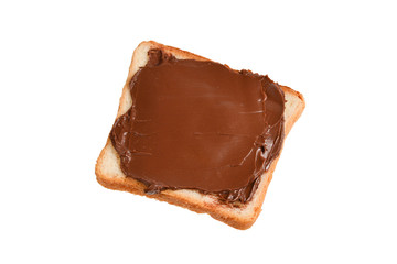 Сhocolate paste sandwich isolated on white background.