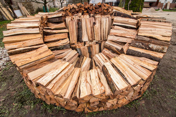 round wood pile all layers seen