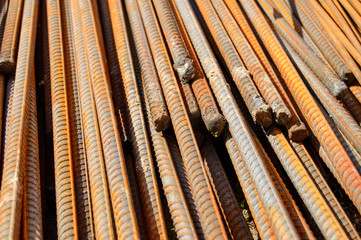 steel bar for reinforcement of building. background of metal armature.