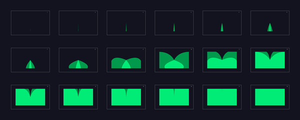 Animation transitions effect. Sprite Sheet of transitions. Ready frame by frame animation for games, cartoon or animation. green color scene transition effect. Animation transitions effect 40