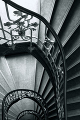 Historic stairs in black and white.