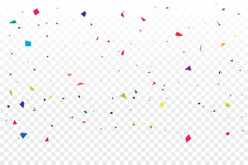 Colorful Confetti On Transparent Background. Celebration & Party. Vector Illustration