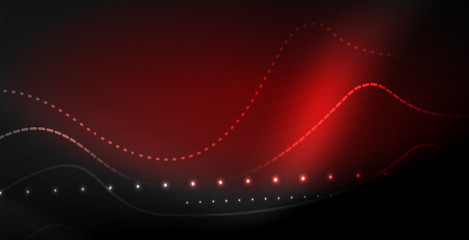 Glowing abstract wave on dark, shiny motion, magic space light. Techno abstract background