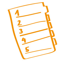 Handgezeichnetes Ordner-Register in orange