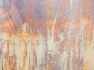 background image of rust, stains of paint on a metal wall